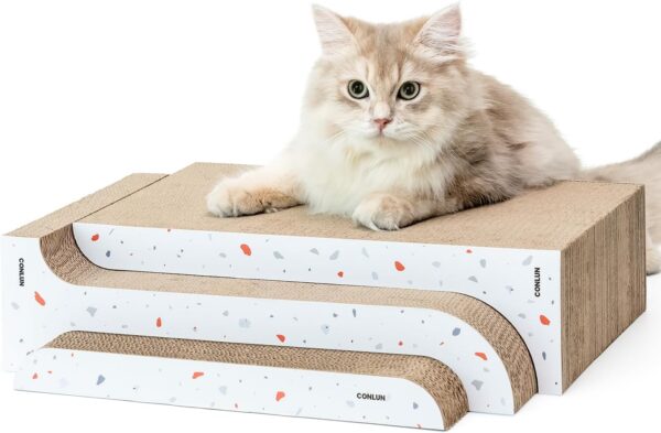 Conlun Cat Scratching Board 3pcs Multi-shaped Cat Scratch Pad for DIY Combo,Recyclable&Reversible Cat Scratcher Cardboard with Catnip for Indoor Cats to Rest,Grind Claws,Furniture Protection