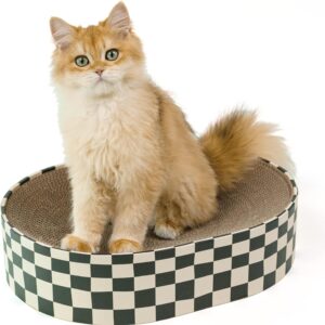 Conlun Cat Scratching Board,2 in 1 Oval Cat Scratcher Cardboard Bowl Nest,Cat Scratch Pad Corrugated Lounge Cat Bed for Indoor Cats Grinding Claw,Cat Furniture for Couch & Carpets & Sofas(43x33x10cm)