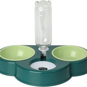 Dog Bowl Raised for Cat Food Bowls with Detachable Stand 3 in 1 Pet Automatic Feeder with Water Fountain