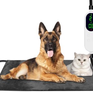 ENJOY PET Pet Heating Pad, Dog Heating Pad with 13 Level Timer and 9 Level Temperature, Indoor Heating Pads for Cats Dogs with Chew Resistant Cord, Long-Time Working Pet Heated Mat, Auto Power Off