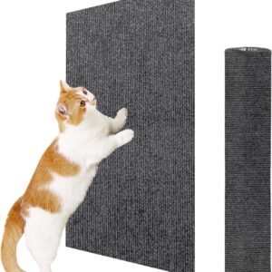 ENONCI Cat Scratching Mat, Cat Scratch Mat with Self-Adhesive, Cat Scratch Protectors for Sofa Carpet, Anti Scratch Furniture Protector, Reusable Protecting Couch form Pets (Grey, 15.7" x 23.6")