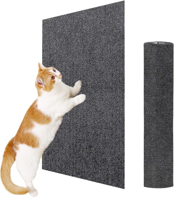 ENONCI Cat Scratching Mat, Cat Scratch Mat with Self-Adhesive, Cat Scratch Protectors for Sofa Carpet, Anti Scratch Furniture Protector, Reusable Protecting Couch form Pets (Grey, 15.7" x 23.6")