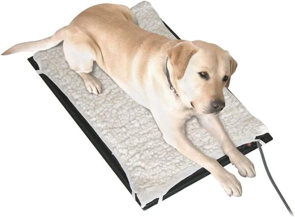 Farm Innovators Model HM-100L Large 24-Inch by 29-Inch Plastic Heated Pet Mat with Fleece Cover, 100-Watt