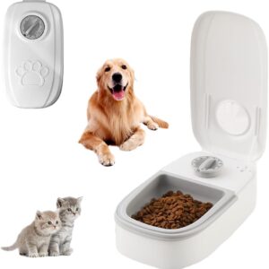 Fiotha Automatic Cat Feeder, 350ML Cat Feeder Automatic with 48H Timer, Dry and Wet Food Cat Food Dispenser, Timed Cat Feeding Station, Automatic Pet Feeders for Cats Dogs Kittens Puppies