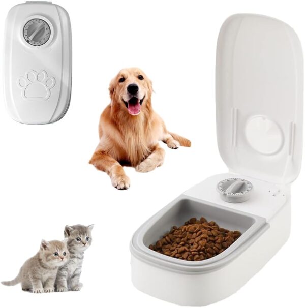 Fiotha Automatic Cat Feeder, 350ML Cat Feeder Automatic with 48H Timer, Dry and Wet Food Cat Food Dispenser, Timed Cat Feeding Station, Automatic Pet Feeders for Cats Dogs Kittens Puppies