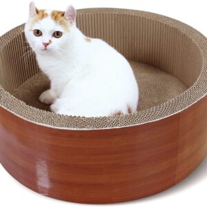 FluffyDream Cat Scratcher Post & Board, Round Cat Scratching Lounge Bed, Durable Pad Prevents Furniture Damage,45W x 45Dx 15H,CM