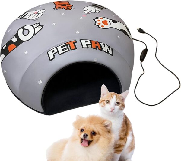 Fowybe Covered Cat Bed - Windproof Heated Cat Bed | Soothing Pet Beds Doughnut -relieving Dog Bed Sleeping Hideaways Bag for Cats & Puppies