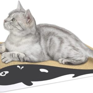 Furjoy Cat Scratcher, Cat Scratching Board Cardboard with Organic Catnip,Reversible Use Durable Scratching Pad  [ Curved Shape for Cats Habits, 44 x 23 x 8cm ]