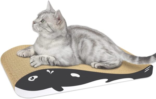 Furjoy Cat Scratcher, Cat Scratching Board Cardboard with Organic Catnip,Reversible Use Durable Scratching Pad  [ Curved Shape for Cats Habits, 44 x 23 x 8cm ]