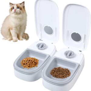 GMHLLES Automatic Cat Feeder Cat Feeder Automatic with Timer Cat Feeder Cat Food Dispenser Automatic Cat Feeder Wet Food Suitable for Cats and Small Dogs Suitable for Wet and Dry Food (Grey)