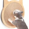 HC Cat Shape Scratching Pads for Cats Kittens, Wall Sisal Cat Scratcher Scratch Board with Strong Sucker, Wooden Cat Toy Furniture (M)