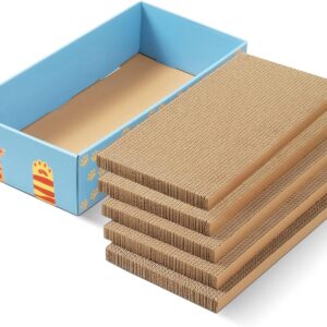 HOMYHANDS Cat Scratcher Cardboard, 5 PCS Reversible Cardboard Cat Scratcher, Cat Scratching Board, Recyclable Cat Scratchers for Indoor Cats, Cat Scratch Box Cat Scratch Pad (Blue)