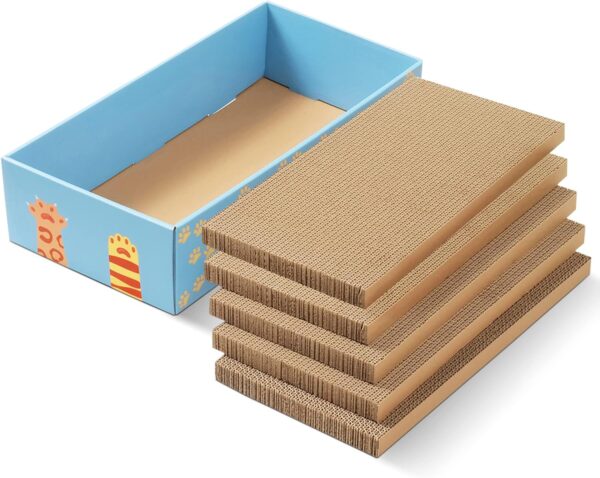 HOMYHANDS Cat Scratcher Cardboard, 5 PCS Reversible Cardboard Cat Scratcher, Cat Scratching Board, Recyclable Cat Scratchers for Indoor Cats, Cat Scratch Box Cat Scratch Pad (Blue)