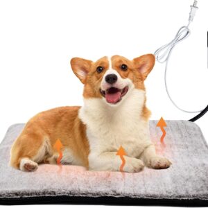 Heated Dog Bed Cat Pet Heating Pad Mat House Outdoor Adjustable Temperature with Timer Waterproof Pet Heated Mat for Dogs and Cats Brown 19.5"x15.7"