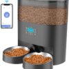HoneyGuaridan 6L Automatic Cat Feeder, Smart Pet Feeder with 2 Way Splitter Dispenser, Timed Cat Food Dispenser with APP Control, Dual Power Supply,10s Meal Call, Up to 6 Meals per Day for Two Pets