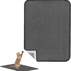 JKYVAA 60x40CM Cat Scratcher Grey Cat Scratching Mat Large Natural Sisal Cat Scratch Pad Wall Adhesive Cat Scratch Protectors for Sofa Floor Carpet Couch Furniture Indoor Cats Grinding Claws Nails