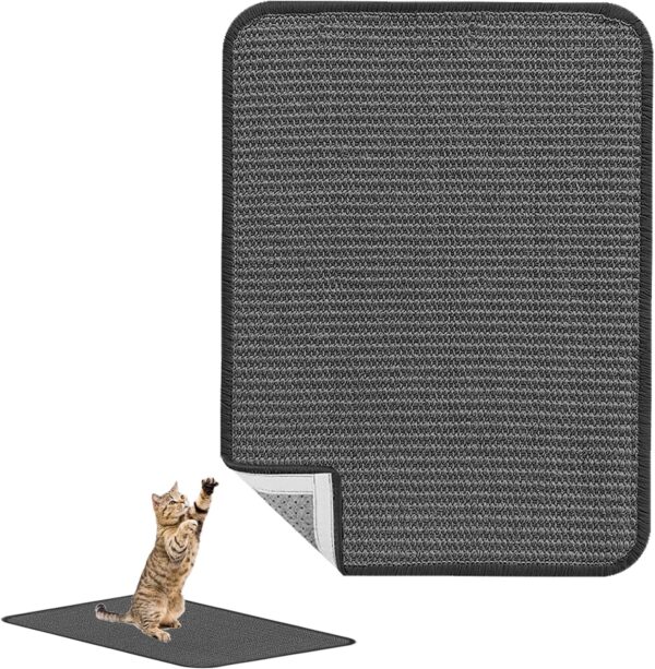 JKYVAA 60x40CM Cat Scratcher Grey Cat Scratching Mat Large Natural Sisal Cat Scratch Pad Wall Adhesive Cat Scratch Protectors for Sofa Floor Carpet Couch Furniture Indoor Cats Grinding Claws Nails