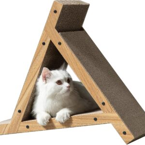 Kathson Cat Scratching Board, 2-in-1 Cat Scratch Pad, cat scratching board With Balls, Combination Triangle Reversible cat cardboard scratcher for Indoor Cats, Protector Furniture( 53.5 x 25 x 46cm)