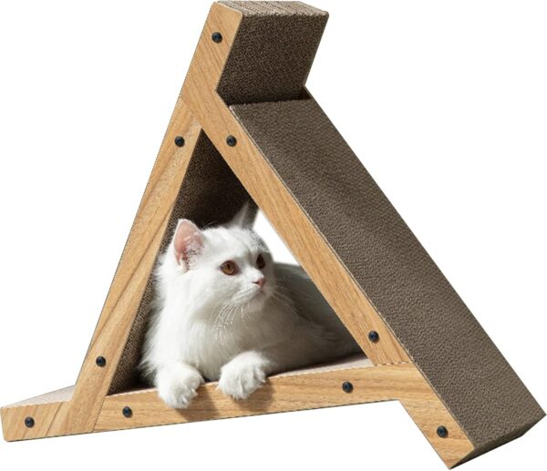 Kathson Cat Scratching Board, 2-in-1 Cat Scratch Pad, cat scratching board With Balls, Combination Triangle Reversible cat cardboard scratcher for Indoor Cats, Protector Furniture( 53.5 x 25 x 46cm)