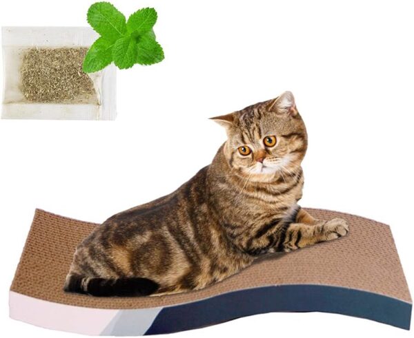 LALFPET Cat Scratch Pad with Catnip, Double-Sided Durable Design Scratch Pad for Cats Cardboard Cat Scratching Pad Cat Scratcher Pad S Shape
