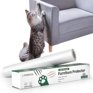 LANBEIDE Anti Scratch Furniture Protector-Cat Sofa Protector, Cat Anti Scratch Tape Single Side Sticky Deterrent Training Tape Plastic Cover Adhesive Clear Flexible Sofa Guard (30cm x 3m)