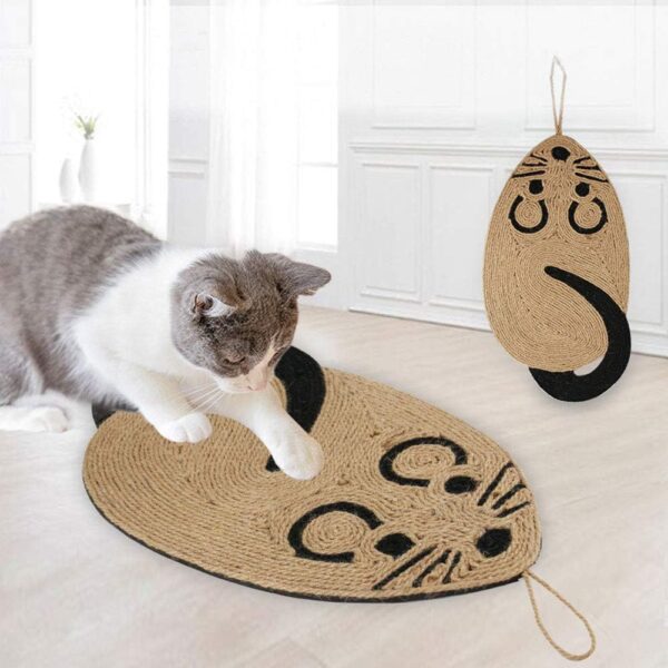 LONTG Cat Scratching Mat Natural Sisal Cat Scratching Pad Hanging Cat Scratcher Board Mouse Cat Claws Care Toy Non-Slip Cat Scratching Rug Sleeping Pad for Cat Grinding Claws and Protecting Furniture