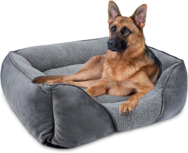 MIXJOY XL Dog Bed Extra Large Dog Bed, Dog Bed Washable Grey Dog Bed Orthopedic Dog Bed with Anti-Slip Bottom, Calming Dog Bed for Labrador, German Shepherd, Golden Retriever, 89×64×23 cm