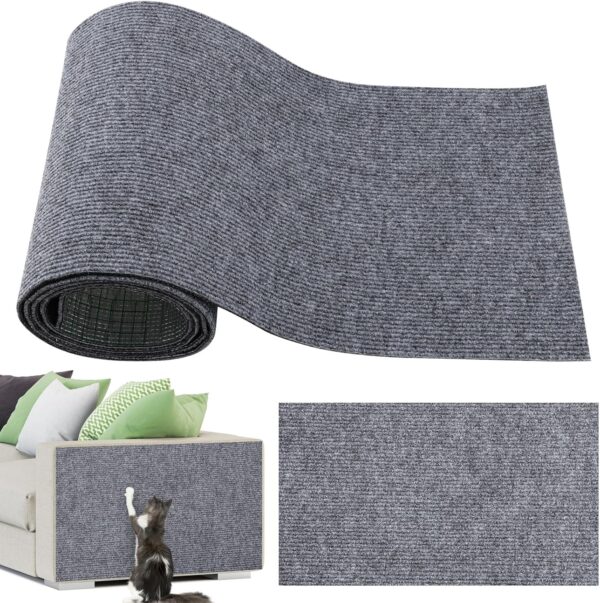 MOERDIFFER Cat Scratching Mat, Self-Adhesive Scratching Mat, Cat 30 x 200 x 0.5 cm, DIY Climbing Cat Scratcher, DIY Trimmable Carpet Mat Pad Cat Scratching Boards for Sofa, Furniture Protection (Grey,