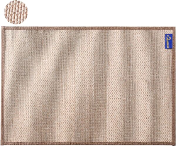 Mearrcgo Cat Scratch Mat - 60 X 40 CM Cat Scratching Pad Woven from Bamboo, Wear-Resistant, No Crumbs, With Magic Stickers and Spiral Nail to Protect Sofa, Floor, Wall, Window (1 Pack)