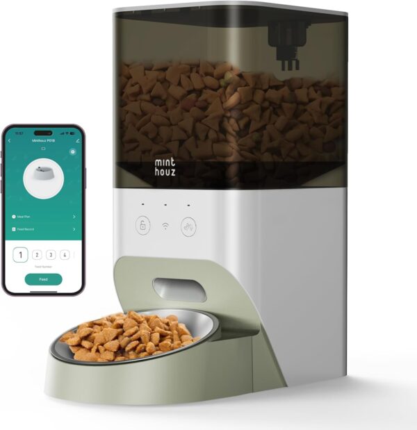 Minthouz Automatic WiFi Cat Feeder - 4L Cat Food Dispenser with APP Control for Remote Feeding, Smart Pet Food Feeders for Dry Food for Cat & Dog, 1-10 Meals Per Day & 30s Voice Recorder