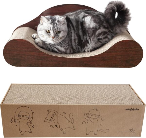 Miwoowim 3 PCS Cat Scratcher Couch Large Cat Scratcher Sofa Bed 22.9 inch -Cat Scratcher Cardboard Box 23.3 inch,cat Scratcher Lounge Cat Scratch Pad, cat scratchers for Indoor Cats (Brown)