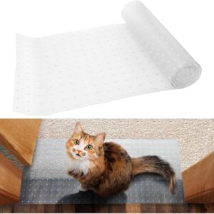 NACAIKJ Cat Carpet Protector 38 x 112cm Carpet Cat Scratch Protector Mat Anti Cat Dog Scratch Pad Non Slip Cat Scratching Deterrent Reusable Cat Scratch Guard Carpet Protector for Pets Doorway