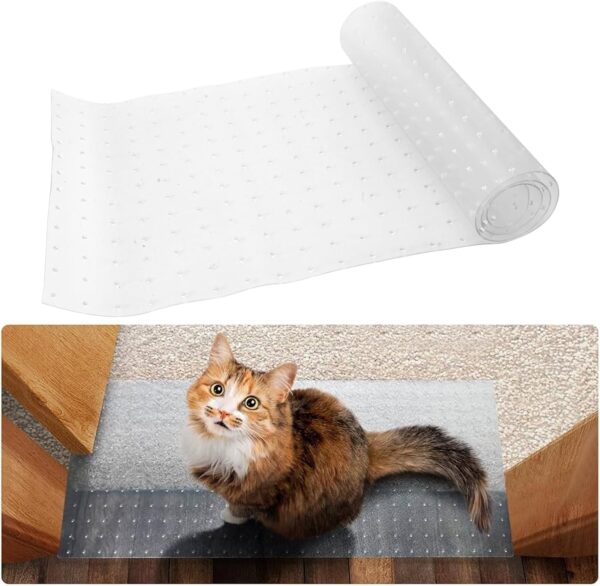 NACAIKJ Cat Carpet Protector 38 x 112cm Carpet Cat Scratch Protector Mat Anti Cat Dog Scratch Pad Non Slip Cat Scratching Deterrent Reusable Cat Scratch Guard Carpet Protector for Pets Doorway