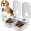 NAVESO 2 Pack Automatic Cat Feeder, 3.5L Automatic Pet Feeder, Cat Feeder, Cat Feeder Automatic with 48H Timer, Dry and Wet Food Dispenser for Cats, Feeding Station for Cats And Small Dogs