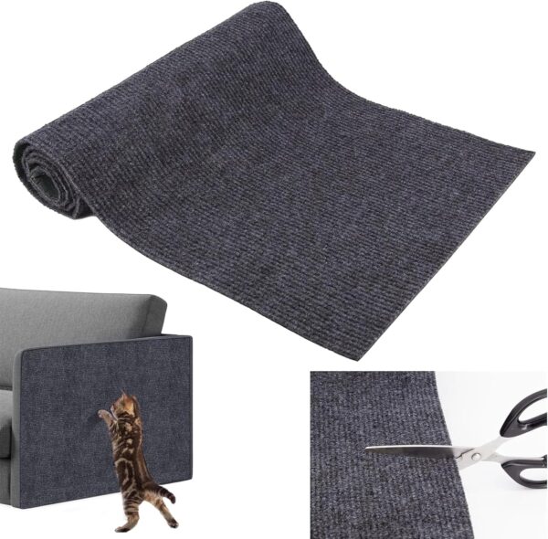 Nadiaen Cat Scratching Mat,30×100cm DIY Cats Climbing Wall Anti Scratch Furniture Protector Self Adhesive Trimmable Self-Adhesive Cat Scratch Pad Carpet Rug for Sofa,Walls,Chair(Dark Grey)