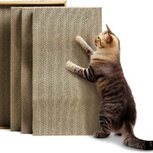 Navaris Cardboard Cat Scratcher Set - Scratching Card Board Mat for Indoor Cats - 45 cm x 24.5 cm x 13 cm (17.72" x 9.65" x 5.12") - Pack of 4 Scratch Pads