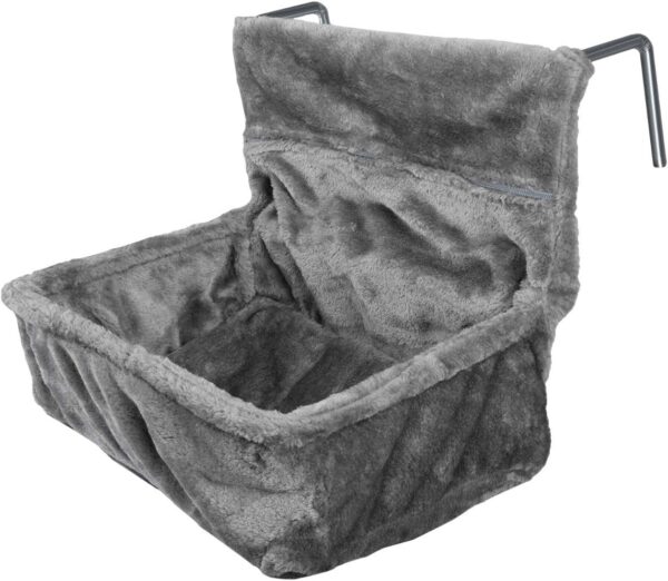 Navaris Cat Radiator Bed - Hanging Plush Basket Hammock with Cushion and Adjustable Metal Frame to Hook onto Radiators - 6kg Maximum Weight - Grey