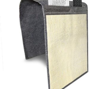 Navaris Cat Scratch Armrest Organiser - Natural Sisal Furniture Protector Scratching Pad for Cats - Scratcher Mat Cover for Sofa - Dark Grey, White