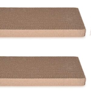 Navaris Cat Scratching Board Replacement Set - XXL Scratch Boards Made of Cardboard and Feather Toy for Small and Large Cats - 40x23x3cm (Set of 2)