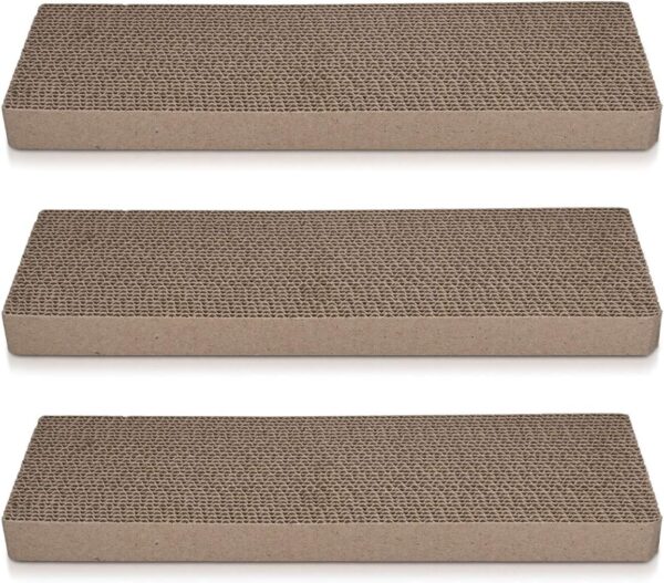 Navaris Cat Scratching Board Set - Narrow Scratch Boards for Scratching/Stretching Made of Cardboard for Small and Large Cats - 41x13x3cm (Set of 3)