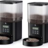 Olelica Automatic Cat Food Dispenser, 2 Packs 5L Automatic Dog Feeder Programmable Control 1-6 Meals Per Day, Automatic Pet Feeder for Cats and Dogs, 10s Voice Recorder & Dual Power Supply