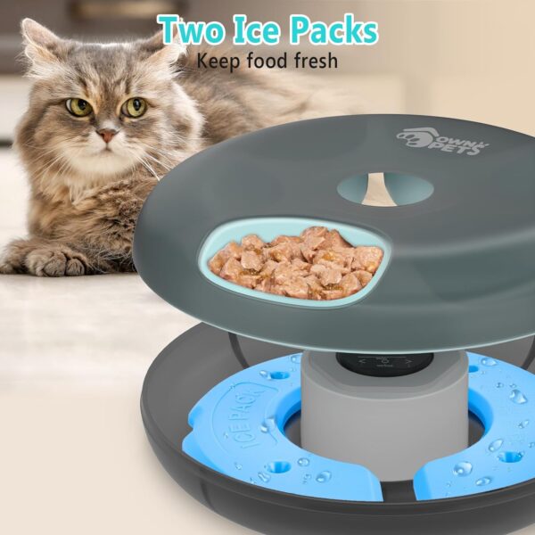 Ownpets Automatic Timer Pet Feeder, Auto Dispenser With Battery USB Power Supply, Two Ice Packs, 6-Meal(Each ½ lb), for Wet and Dry Food, Black