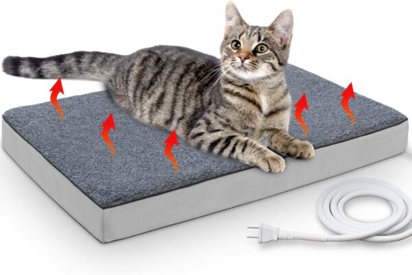 PAIGTEK Outdoor Heating Pad，Orthopedic Foam Outdoor Heating Pet Bed for Small, Medium, Large and Dogs/Cats - Auto Temperature Control Outdoor Heated Pet Pad.