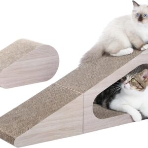 PAWZ Road 2-in-1 Cat Scratching Board, Cardboard Cat Scratchers, Collapsible Scratching Pads with Ball 71cm