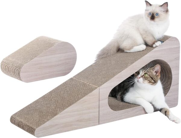 PAWZ Road 2-in-1 Cat Scratching Board, Cardboard Cat Scratchers, Collapsible Scratching Pads with Ball 71cm