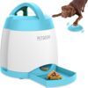 PETGEEK Automatic Dog Feeder Toy, Interactive Cat Dog Puzzle Toys Treat Dispensing, Electronic Dog Food Dispenser Remote Control, Safe ABS Material Pet Toy for All Breeds of Dogs Cats, Blue Color