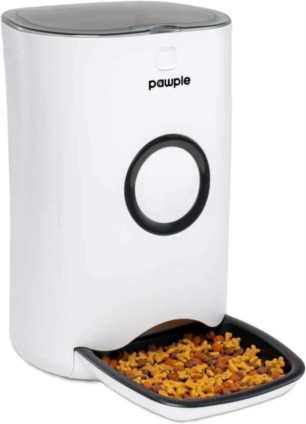 Pawple Automatic Pet Feeder Food Dispenser for Cats, Dogs, Small Animals - Features Distribution Alarms, Portion Control & Voice Recording -Programmable Timer Up to 4 Meals a Day