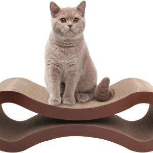 Pet Prime Large Cat Scratcher Lounge 82 x 26.5 x 26.5 cm Cardboard Cat Scratching Pad Cardboard Cat Lounger Scratching Bed for Large Medium Small Cats