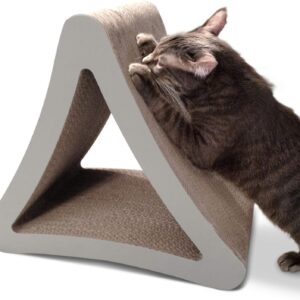 PetFusion 3-Sided Vertical Cat Scratching Post Multiple Angle Cat Scratching Pad Play & Perch Cat Scratching Posts with Catnip 100% Recyclable Cardboard Cat Lounge