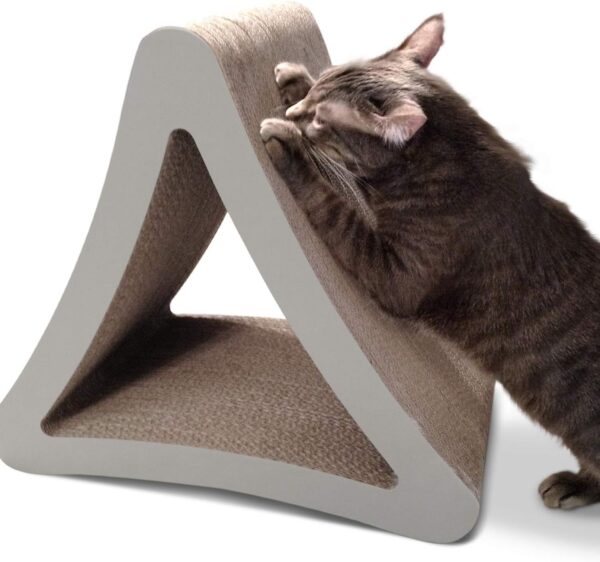 PetFusion 3-Sided Vertical Cat Scratching Post Multiple Angle Cat Scratching Pad Play & Perch Cat Scratching Posts with Catnip 100% Recyclable Cardboard Cat Lounge